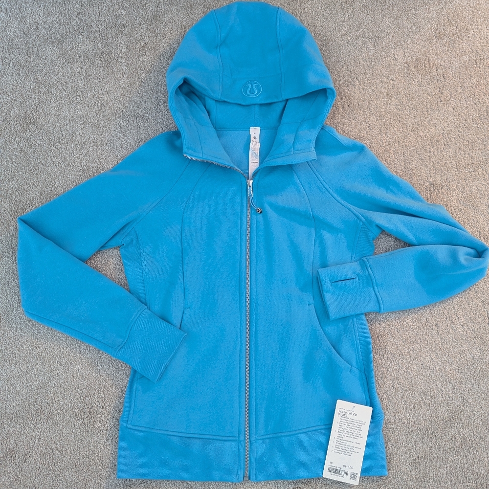 Lululemon light blue full-zip scuba hoodie, sz 10, NWT
